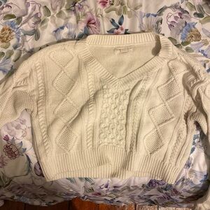Aeropostale White Knit Cropped Sweater